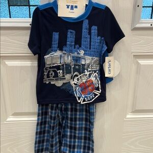 Carter's Blue and White 3 piece Pajama Set with Urban Cityscape